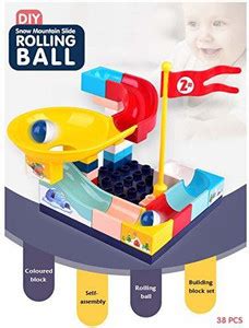 jk int 2 in 1 DIY Rolling Ball Toys for Kids, Ball Drop Rolling Toy for ...