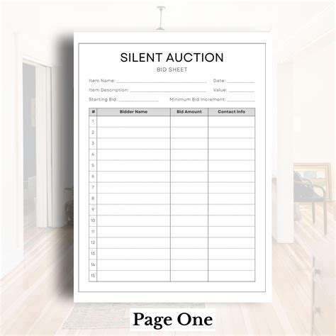 Editable Silent Auction Bid Sheet Silent Auction Sign up Sheet ...