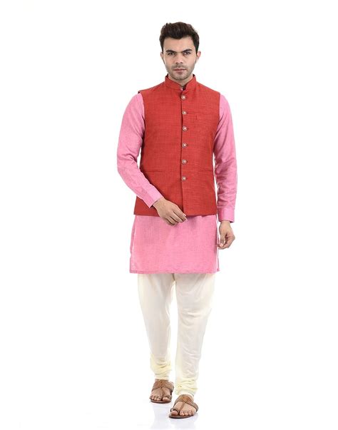 Buy Ethnicity Men Ethnic Wear Maroon Nehru Jacket (_8907546199750 ...
