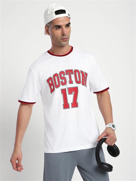 Men Polyester Relaxed Fit Crew Neck Typographic T-shirt