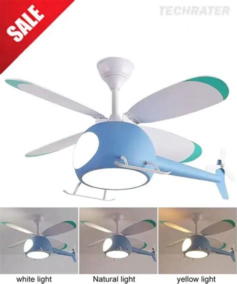 2-in-1 Helicopter Shape Ceiling Fan for Kid's Room