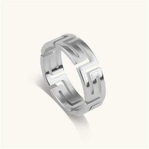 buy Maze style demi fine silver ring for men online – PALMONAS