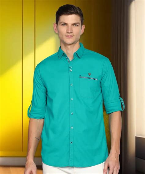 Kuons Avenue Men's Mint Green Linen Cotton Charm Classic Shirt Price in ...