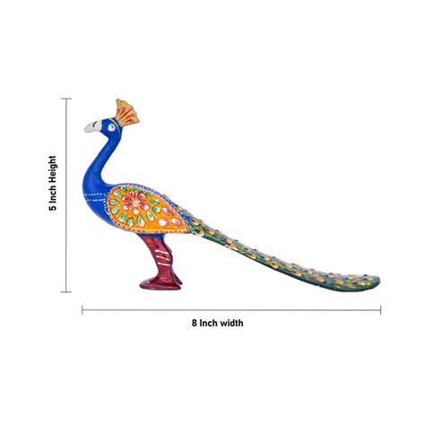Giri - Metal Peacock Sculpture | Painted Peacock | Peacock Idol
