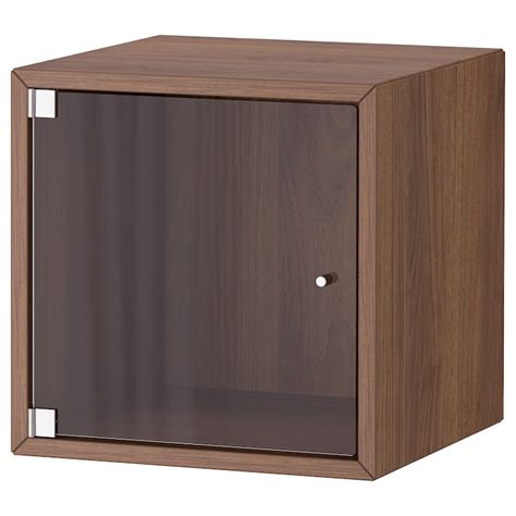 EKET wall cabinet with glass door, brown walnut effect, 35x35x35 cm ...