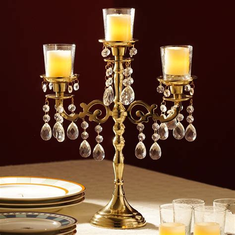 Amber 3 Arm Candelabra with Hangings