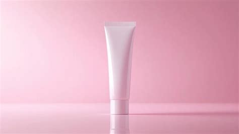 Minimalist cosmetic tube mockup template on pink background with modern ...