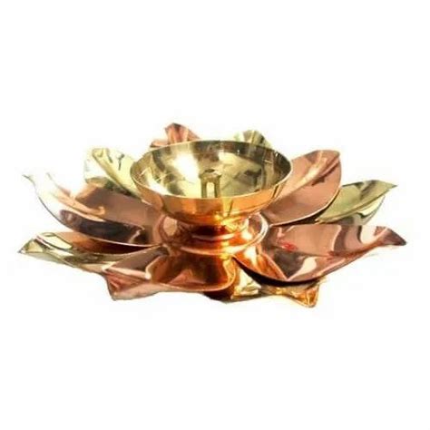 Lotus Diya - AJN-131 Gold Plated Lotus Diya Manufacturer from Agra