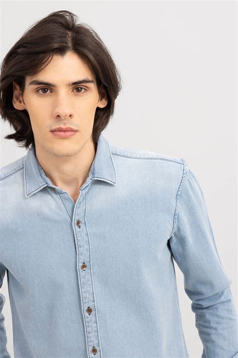 Buy Men's Inkast Sky Blue Denim shirt Online | SNITCH