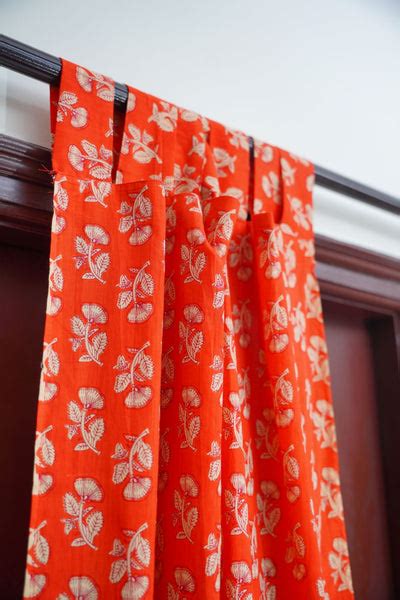 Antara Upcycled Printed Cotton Window Curtains – Orange Set of 2 (44 ...