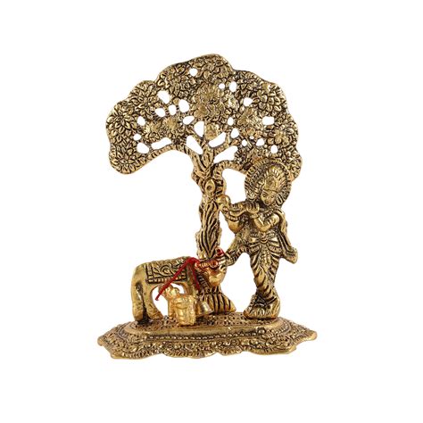 Buy Lord Krishna Metal Statues with Kamdhenu Cow and Calf,Krishna ...