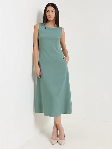 Buy Green Round Neck Midi Dress Online | FableStreet
