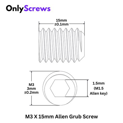 M3 X 20mm Grub Screw SS304 (Dia. 3mm, Length 20mm) – OnlyScrews