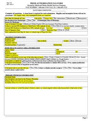Kentucky Medicaid Home Health Prior Authorization Form - Blank Fillable ...