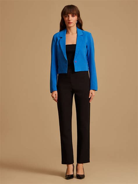 Lapel Collared Cropped Blazer – KAZO