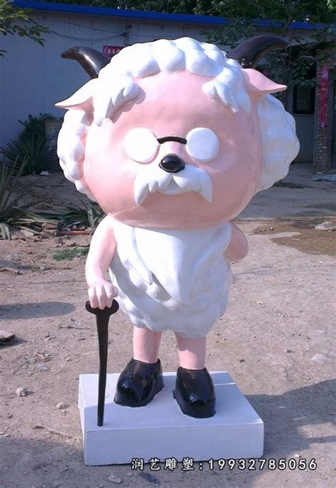 现货玻璃钢动物雕塑 肖恩羊雕塑 彩绘雕塑 动物小羊肖恩动画人物_congcong198777