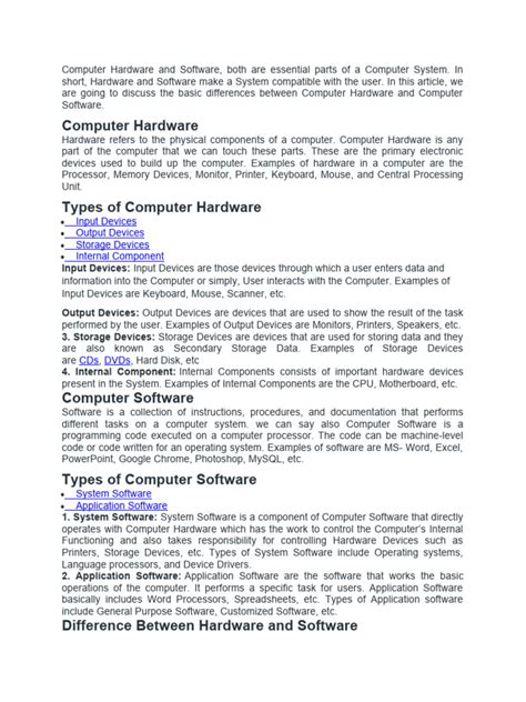 Image result for Computer Hardware and Software Examples