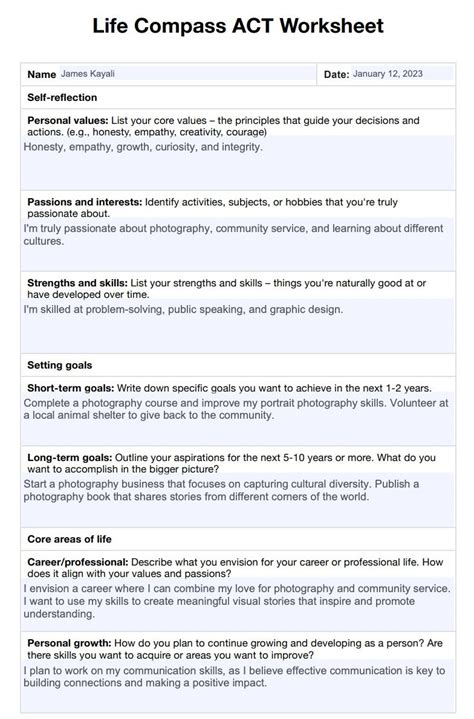 Image result for Life Compass Worksheet Values