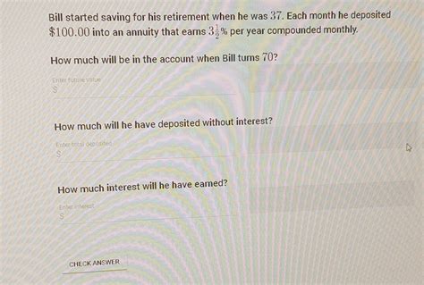 Solved Bill started saving for his retirement when he was 37 | Chegg.com