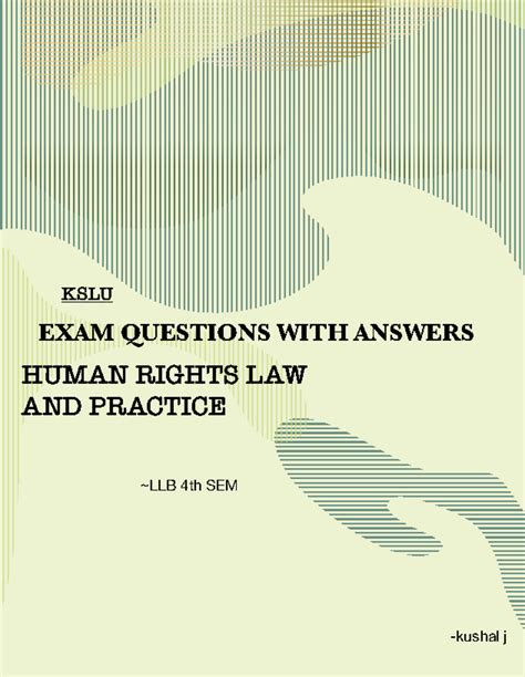 Human Rights - HR Law Notes and Exam Questions (LLB 4th SEM KSLU) - Studocu