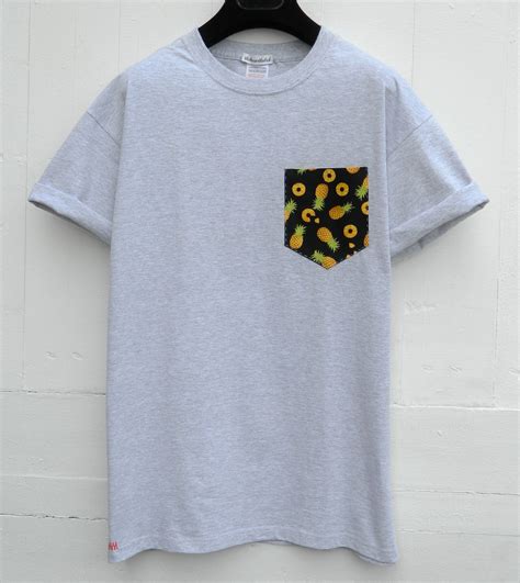 Pocket T-shirt Pineapples Pattern Pocket Tee Men's | Etsy | Shirt ...