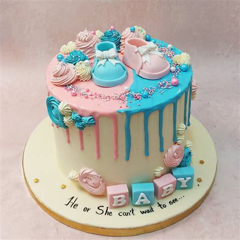 Pink & Blue Baby Shower Cake | Pink & Blue Drip Cake | He or She Cake ...