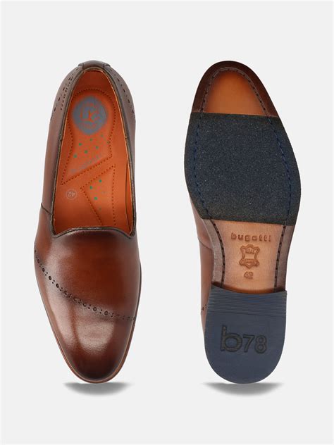 bugatti Rico Cognac Premium Leather Comfort Slip-Ons Formal