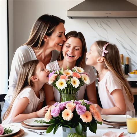 Mother and Daughters Sharing Love and Laughter over Mothers Day Dinner ...