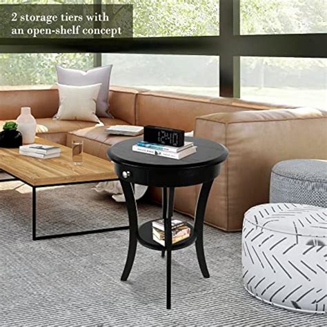 ECOMEX Round Wood Side Table, 20 Inch Wood Curved India | Ubuy