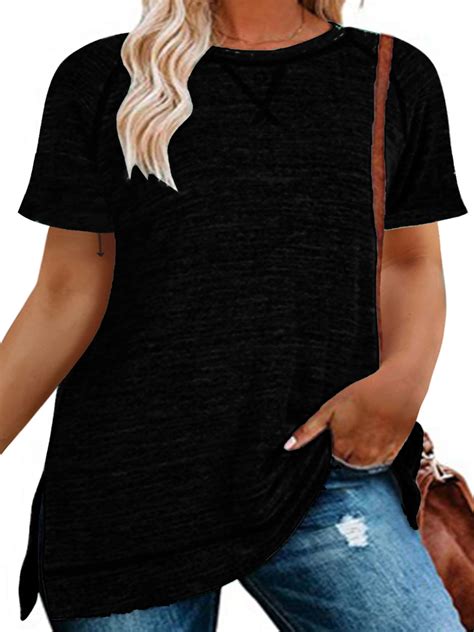 LANREMON Plus Size Summer Short Sleeve T Shirt for Women Casual ...