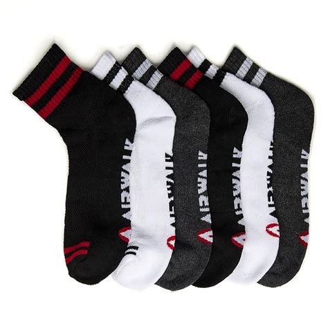 Buy Airwalk Men's 6-Pairs Quarter Crew Socks Socks - Mesh Top Black ...