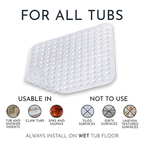 Symple Stuff Anti Slip Shower Mat | Anti Mold Non Slip Bathtub Mat For ...