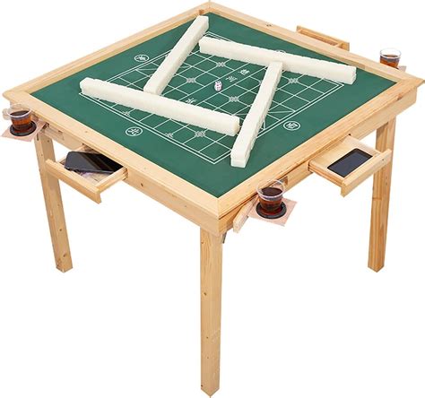 Amazon.com: MJTABLE Mahjong Folding Table with Drawers,Wood Square 4 ...