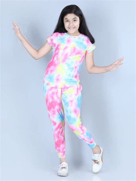 Girls Multicolored Tie & Dye Polyester Blend Track Suit Set – Stylestone