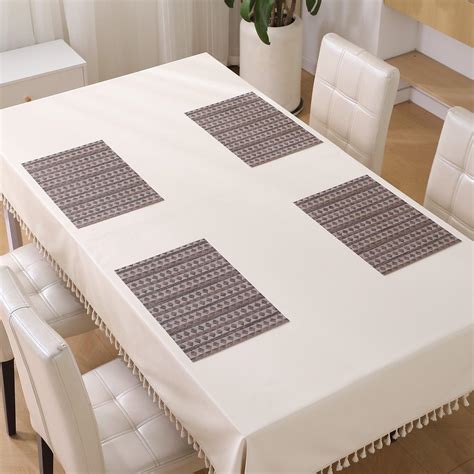 Coffee Brown Dining Table Mats & Runner Set | HOKIPO – HOKIPO | Har ...