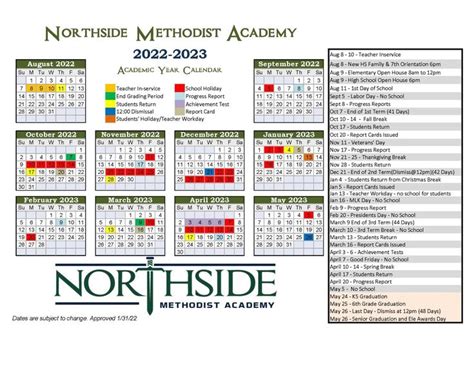Northside Methodist Academy Calendar: School Events and Holidays