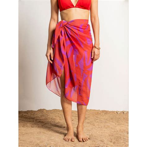 Buy Erotissch Women Red Printed Swimwear Sarong Online