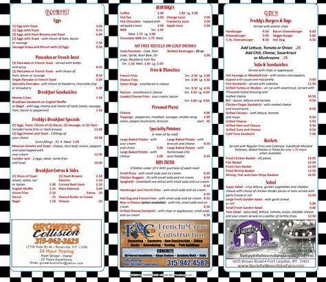 Freddy's Diner | Fasprint Menus