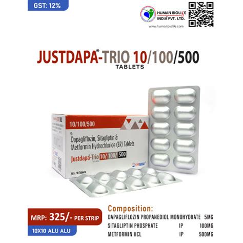 Justdapa-Trio 10/100/500 Tablets Human Biolife India Pvt. Ltd.