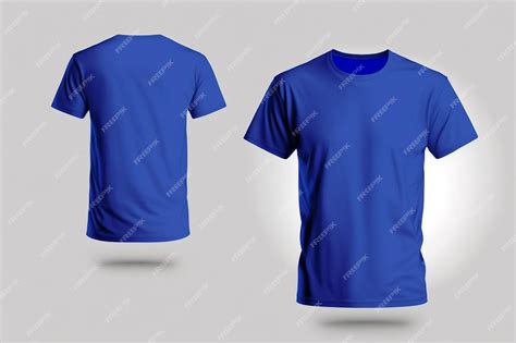 Premium Photo | Mockup of a blank royal blue tshirt front and back isolated on white background.