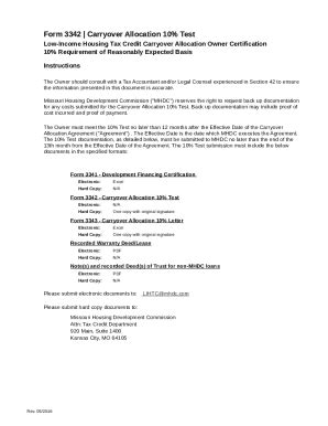 Fillable Online Form 3342 Carryover Allocation 10% Test Fax Email Print ...