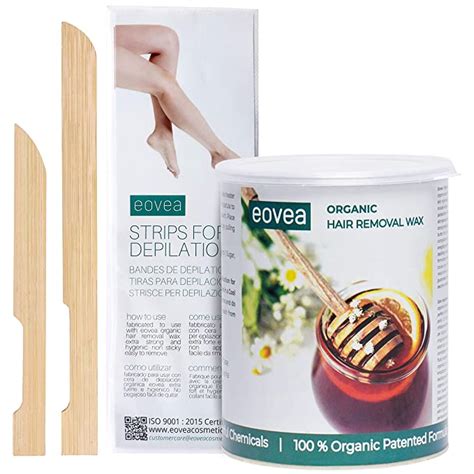 EOVEA Organic Hair Removal Waxing Kit (1100g), Strips & Spatulas ...