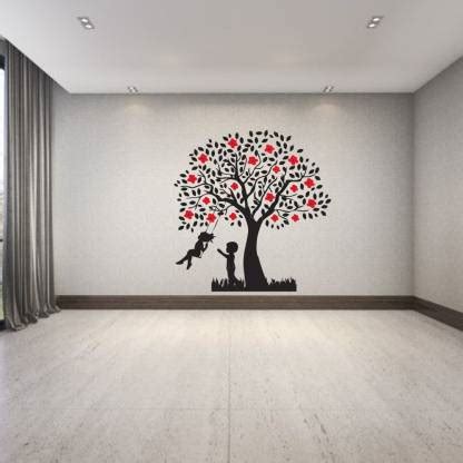 Wallzone Kids Playing In Black Tree Multicolor Pvc Vinyl Wallsticker ...
