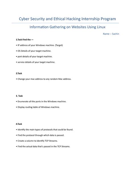 Cyber Security and Ethical Hacking Internship Program - Cyber Security ...
