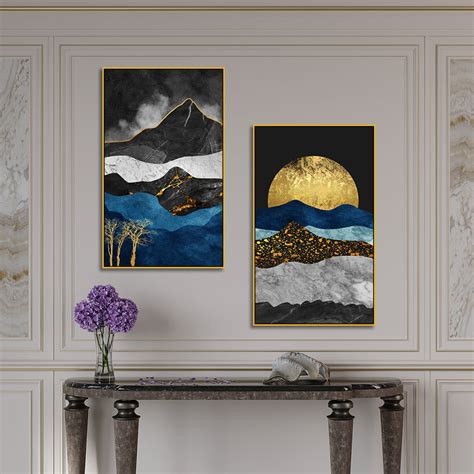 Abstract Mountains Canvas Wall Wall Painting Two Pieces – Decors Mantra