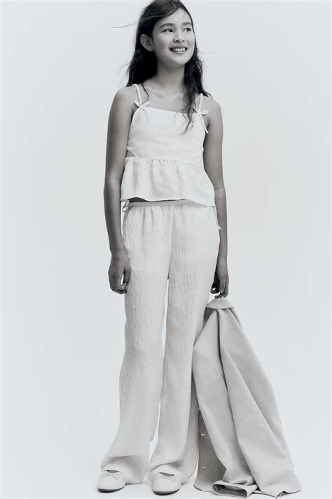 Bow-detail peplum top - Cream - Kids | H&M IN