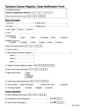 Fillable Online afcrn Tanzania Cancer Registry Case Notification Form ...