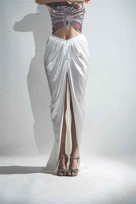 KEYA WHITE DRAPE MAXI SKIRT – White Maison de Couture