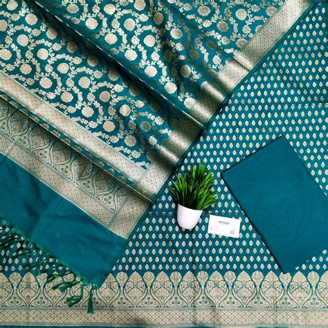 Green Kalli Buti Katan Silk Banarasi Suit – Mohsin Textiles