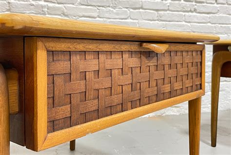 Mid Century MODERN Walnut + Oak END TABLES by Lane Perception, a Pair ...